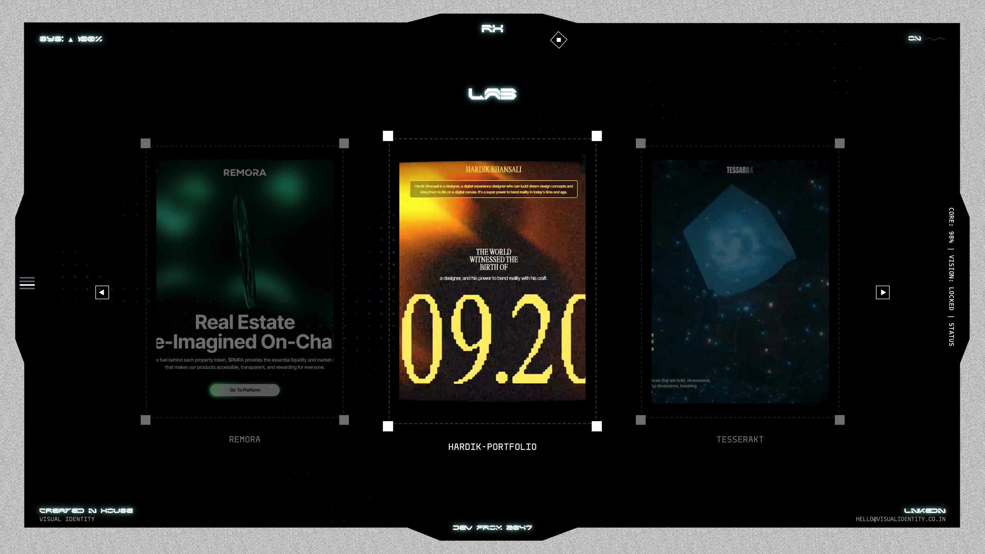 Full page screenshot of the Rohit Harish website. Creative developer specializing in React, Vue.js, and modern web technologies