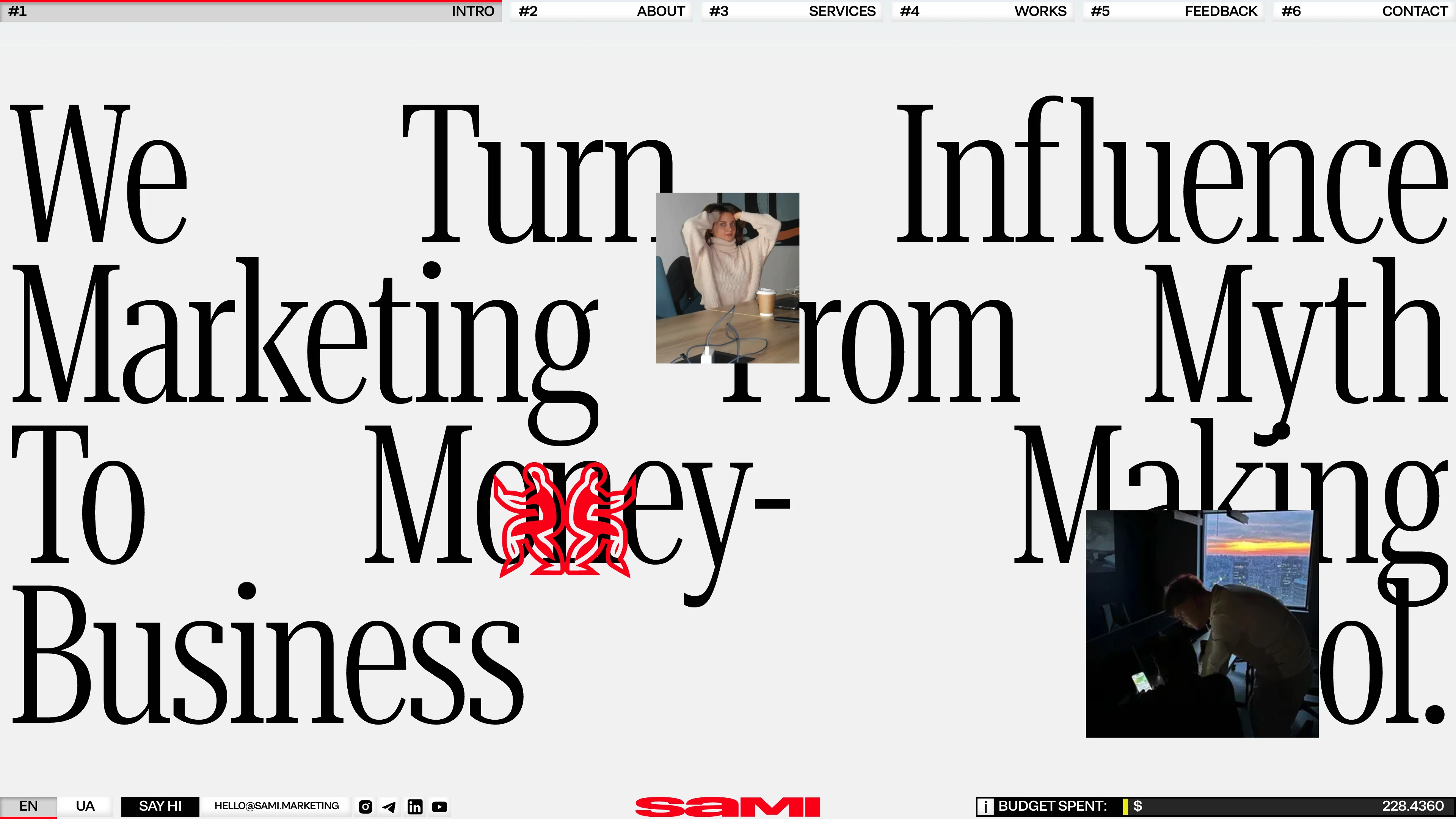 Full page screenshot of the SAMI website. Influence marketing & Personal brands. We work across different industries to …