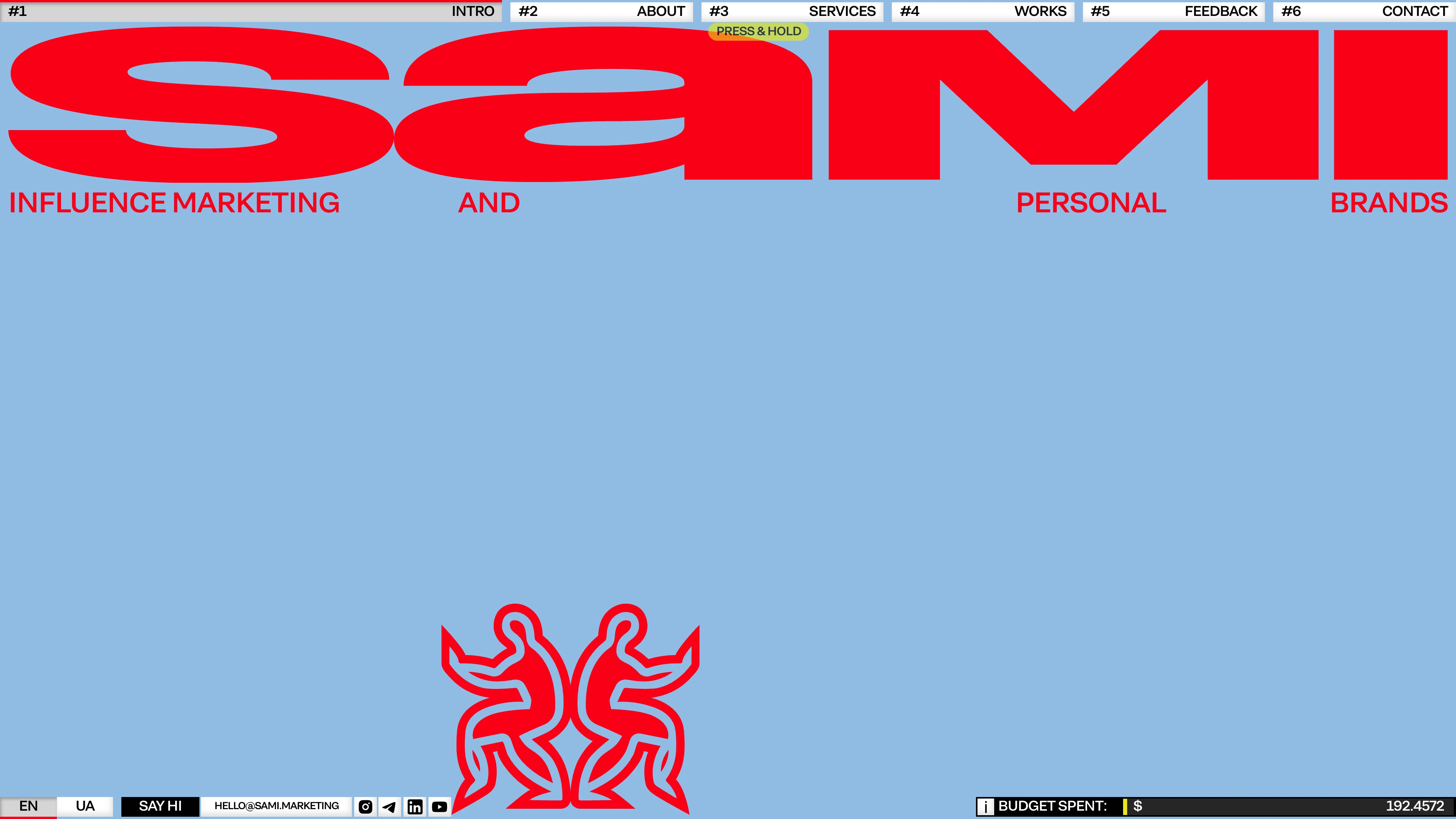 Full page screenshot of the SAMI website. Influence marketing & Personal brands. We work across different industries to …