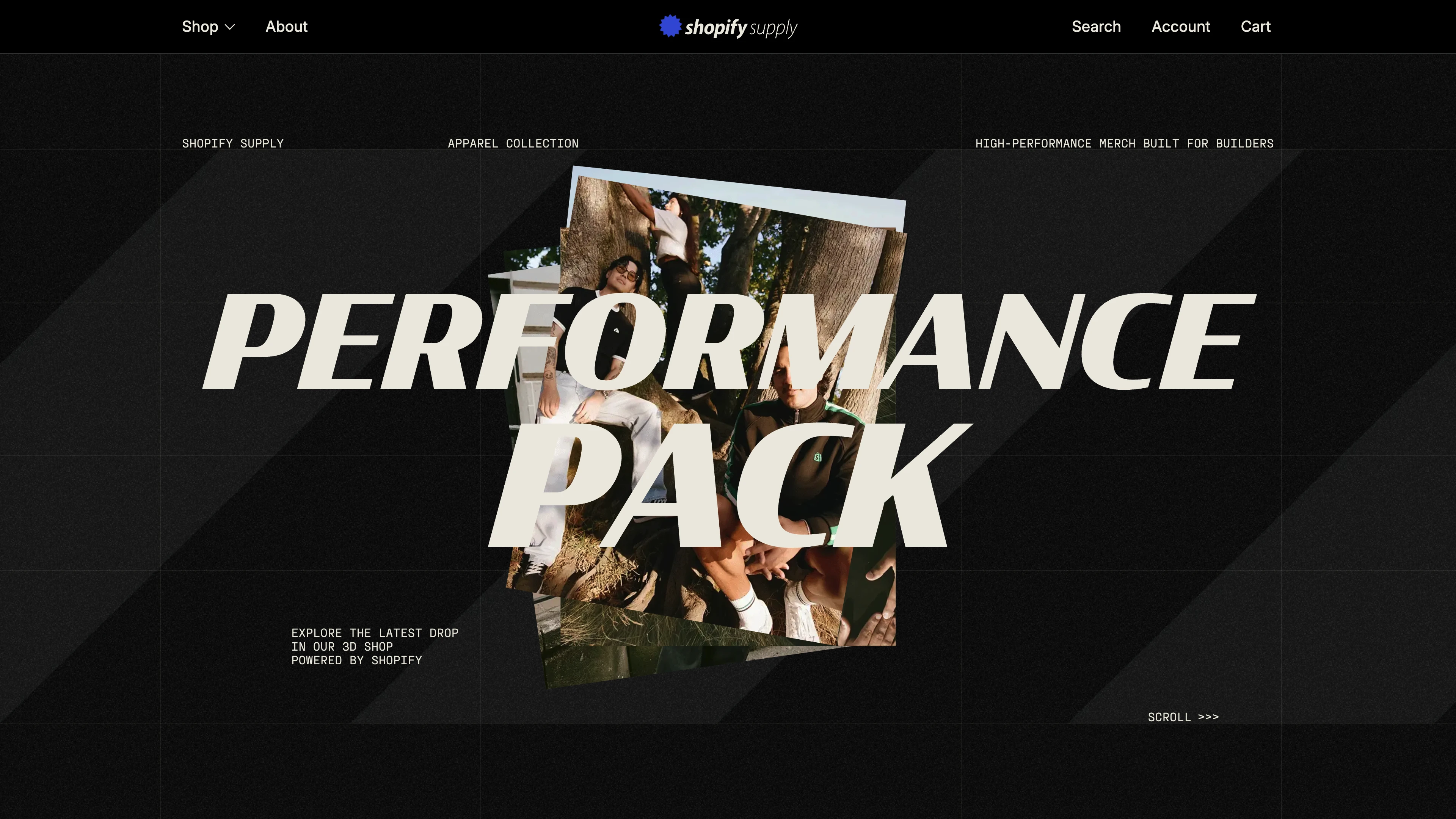 Full page screenshot of the Shopify Supply website. Shopify Supply — the store designed for the commerce community. Our store runs …