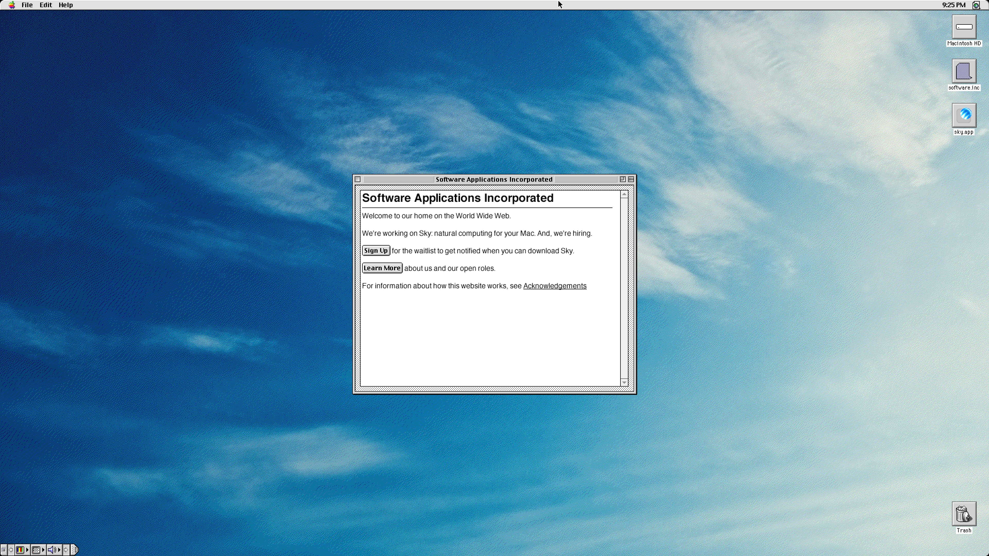 Full page screenshot of the Software Inc website. We're a small, passionate team who loves building great software. We've …