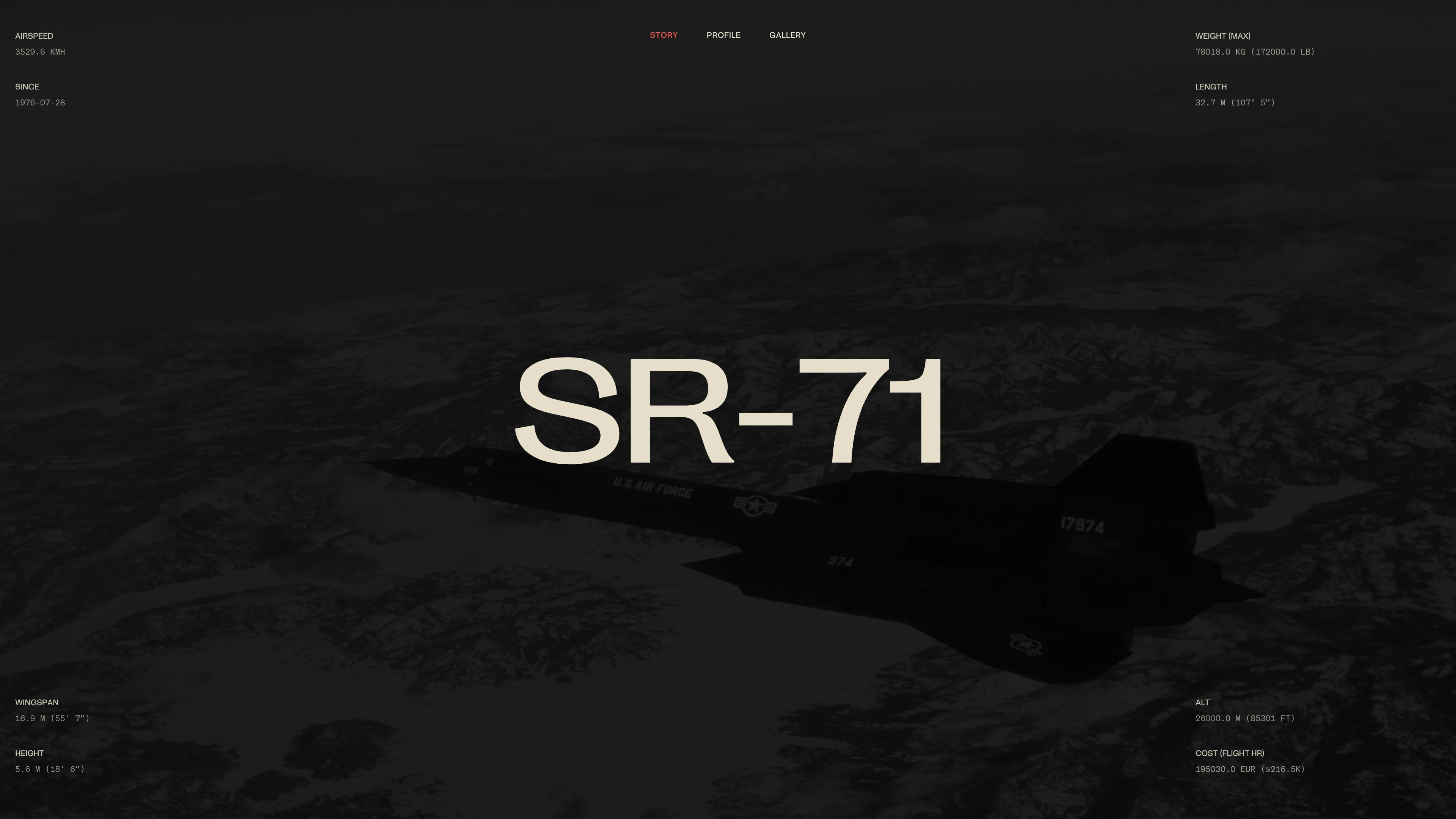 Full page screenshot of the SR Seventy website. The SR-71: The story behind the fastest manned jet on earth, 50-years and …
