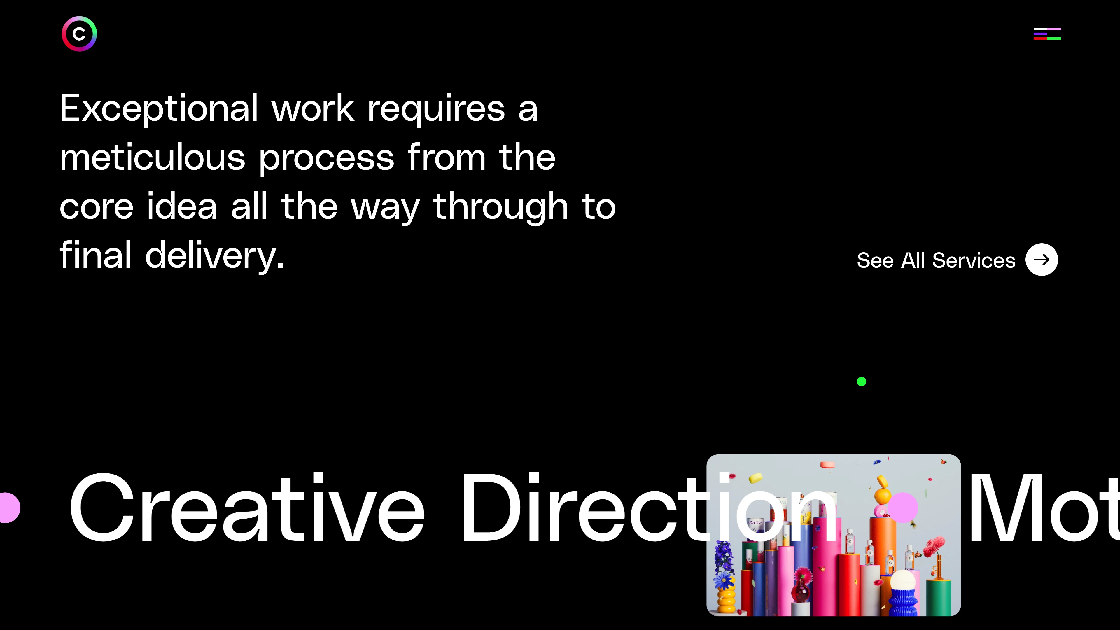 Full page screenshot of the Clim Studio website. We are a design, animation, and motion graphics studio that delivers …