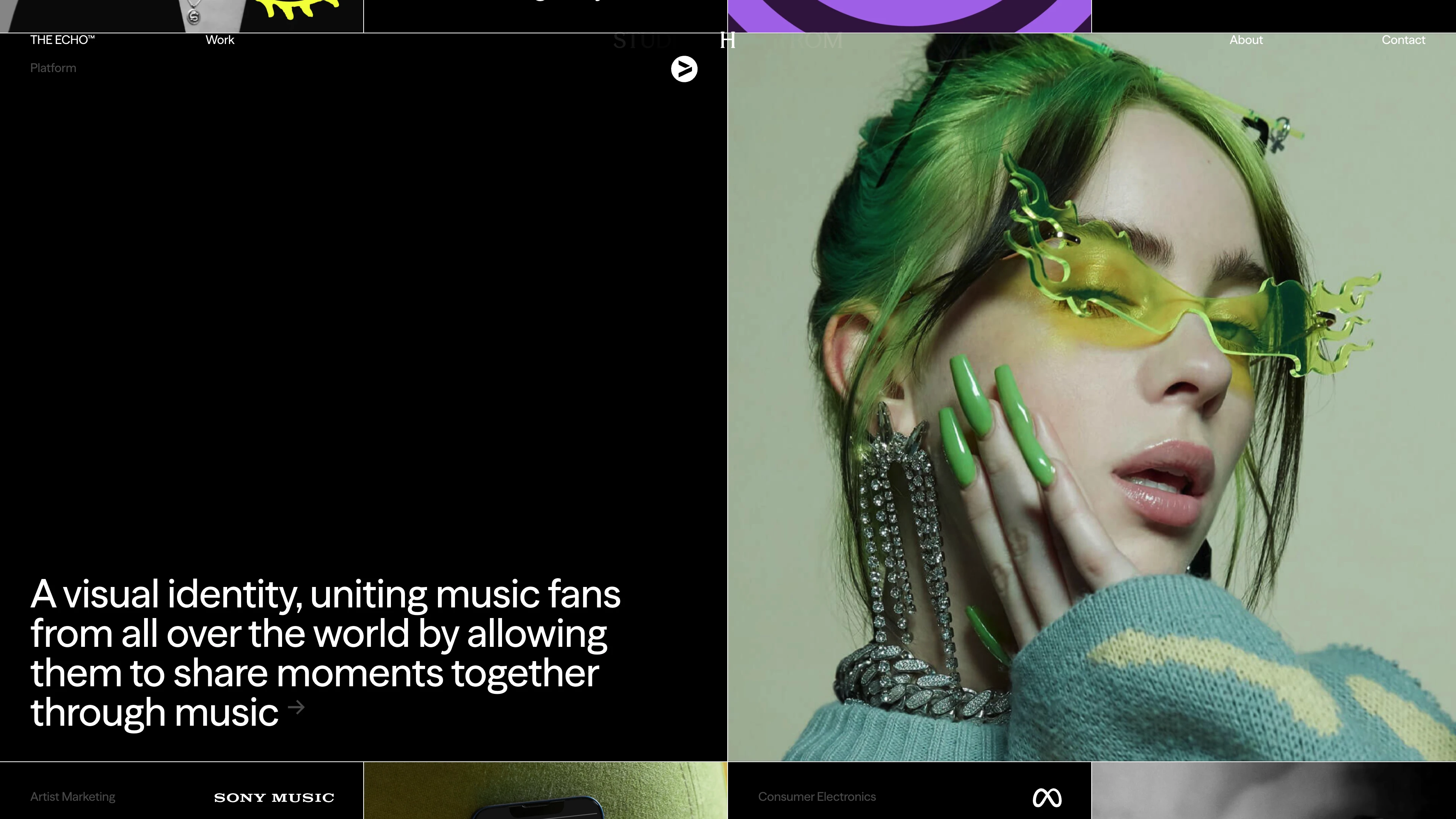 Full page screenshot of the STUDIO HERRSTRÖM website. STUDIO HERRSTRÖM is a global design studio shaping brands in music, tech, and …