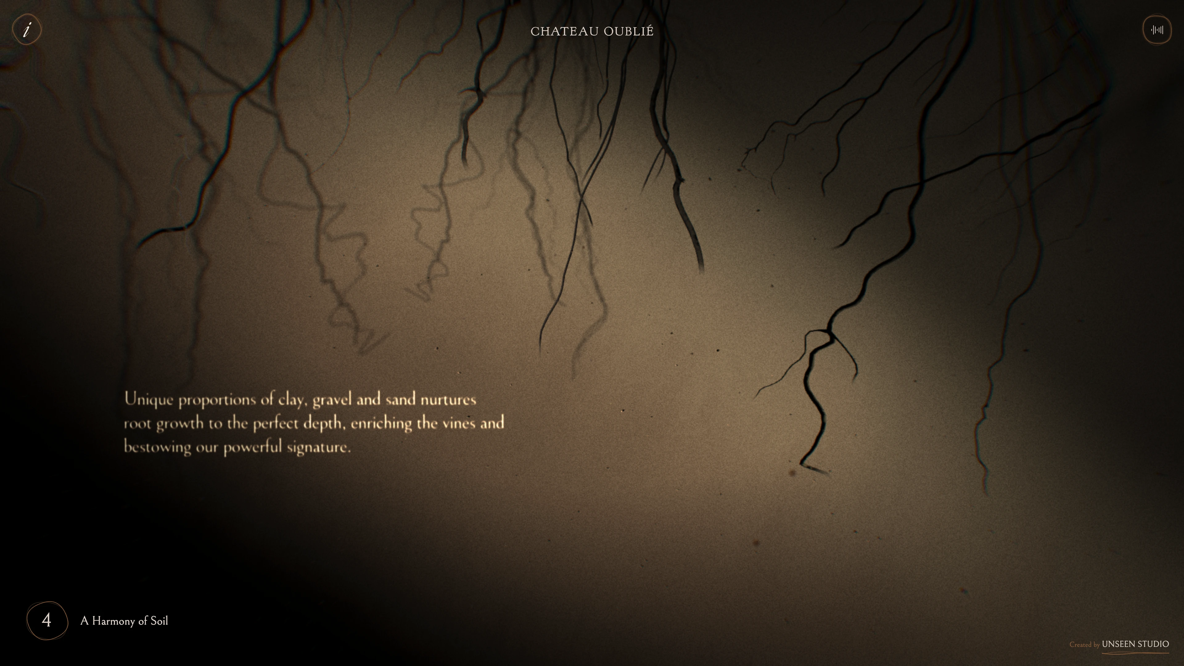 Full page screenshot of the The Symphony of Vines website. The Symphony of Vines is an interactive cinematic journey that tells the rich …