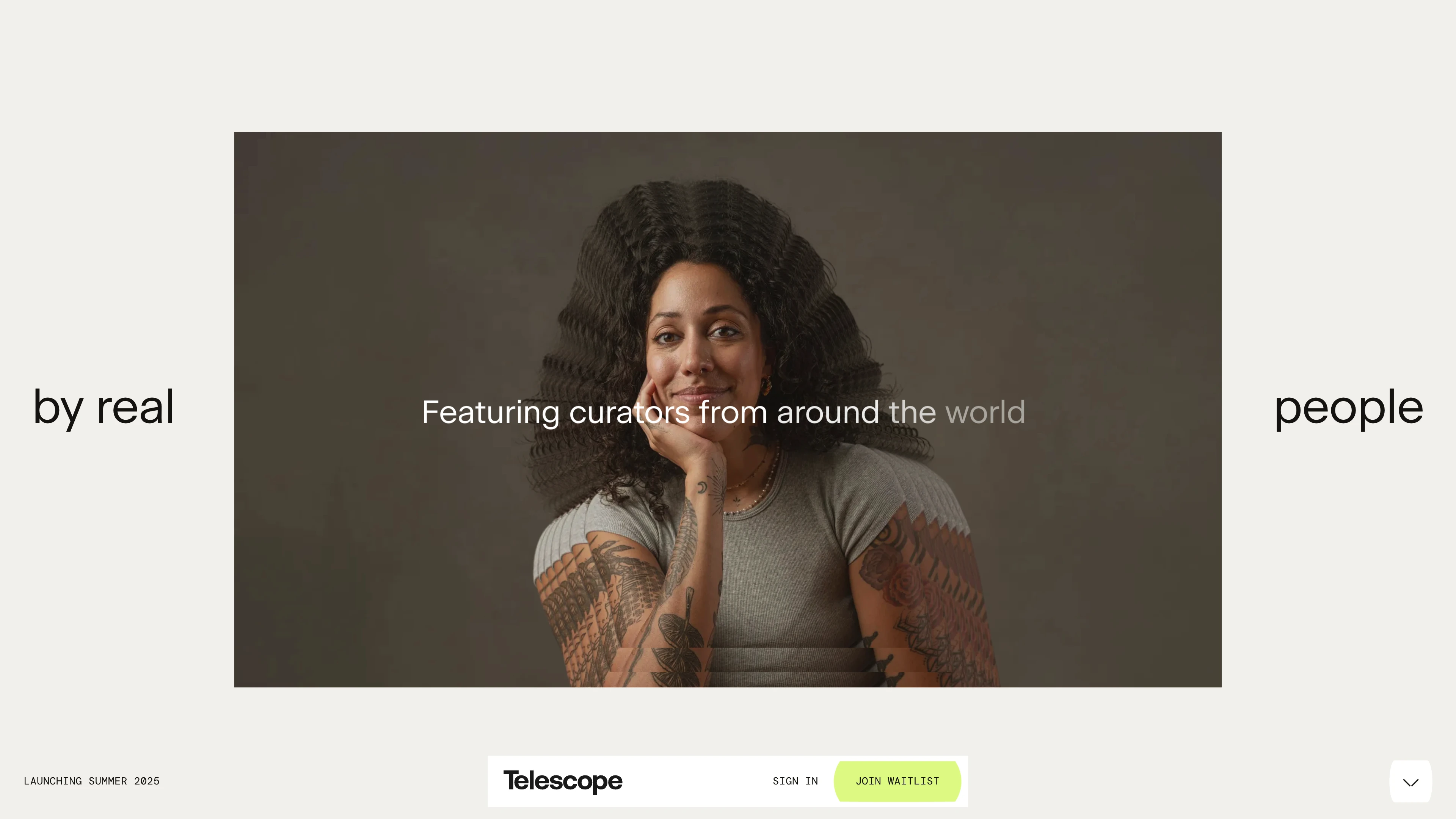 Full page screenshot of the Telescope website. Telescope is a new platform to discover the best recommendations from the best …