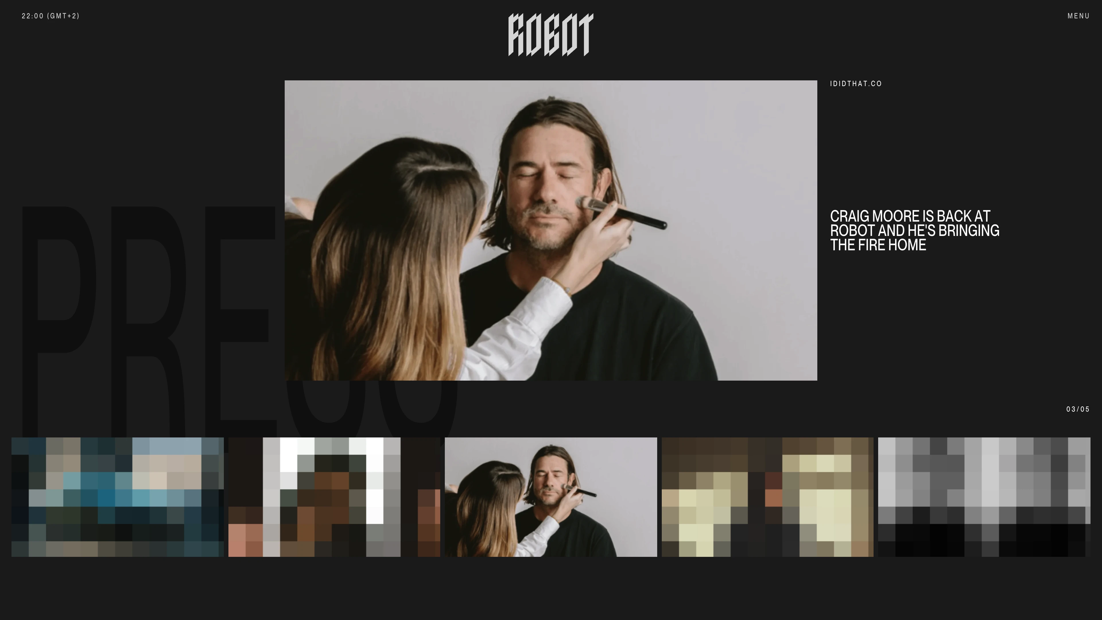 Full page screenshot of the Robot website. Welcome to Robot—a next-gen creative powerhouse where innovation meets …