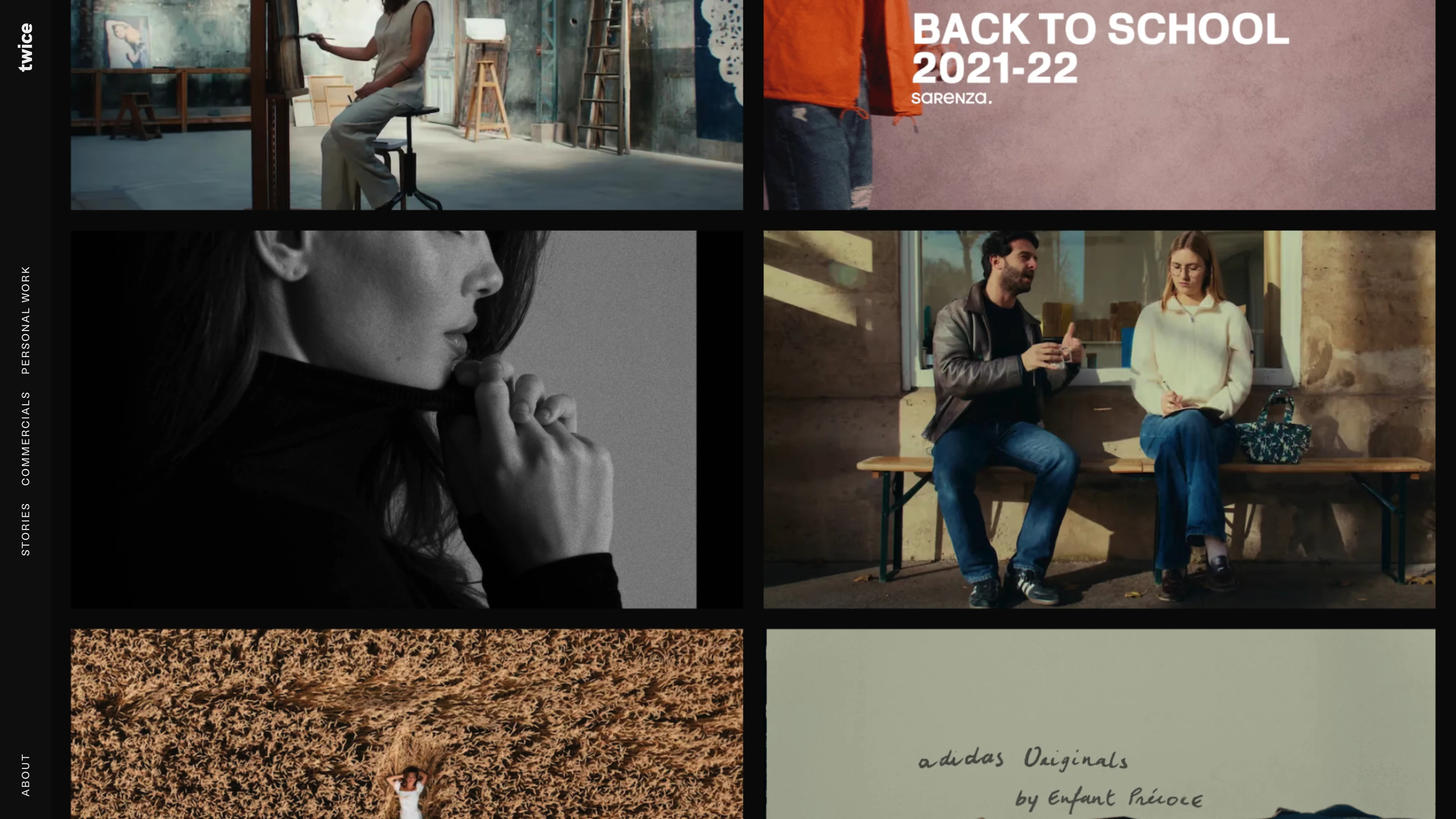 Full page screenshot of the Twice website. Twice is a production agency based in Paris and Oslo. Two brothers driven by the …
