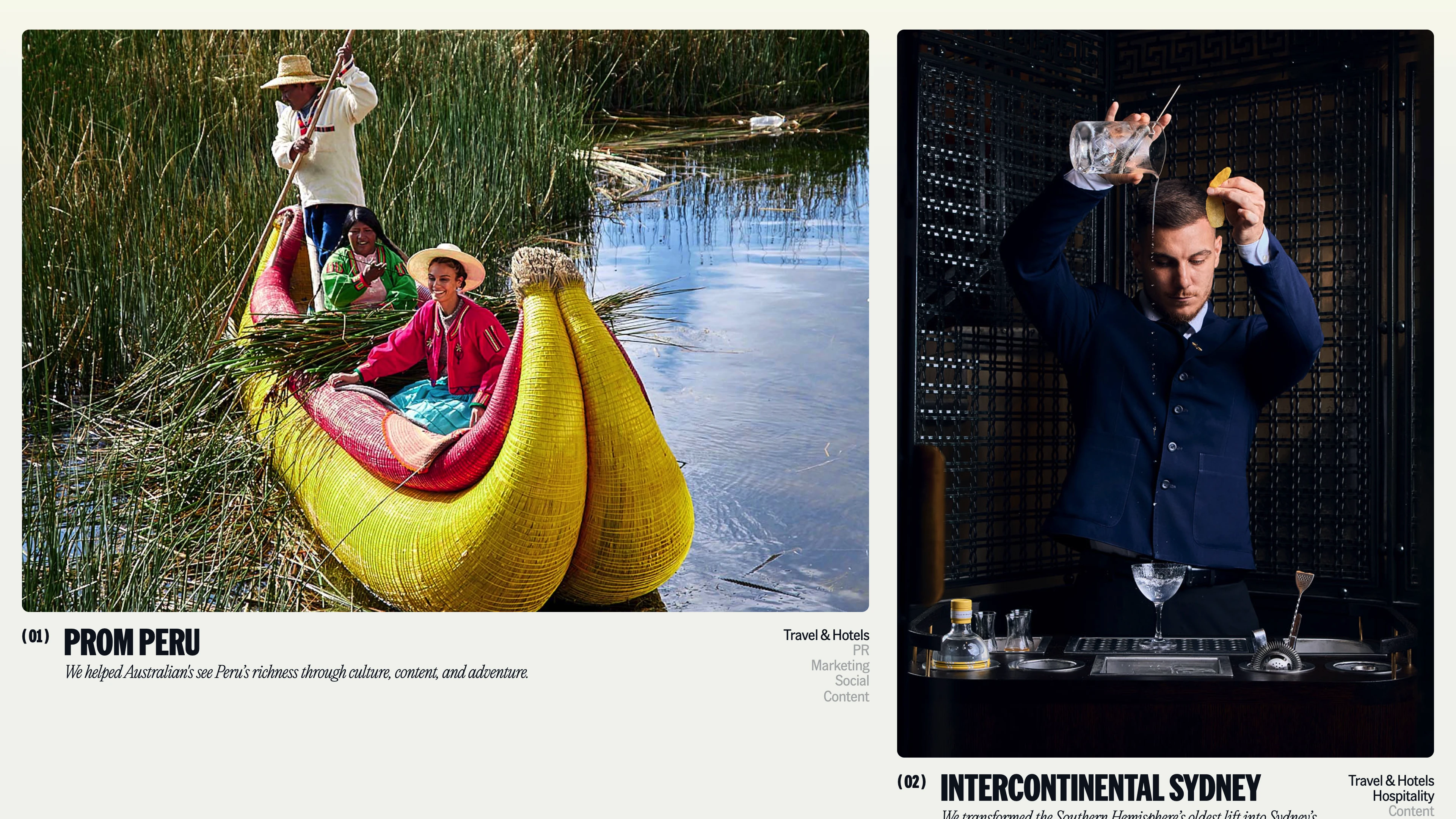 Full page screenshot of the Example website. Example is Australia's leading PR, placemaking, and hospitality marketing …