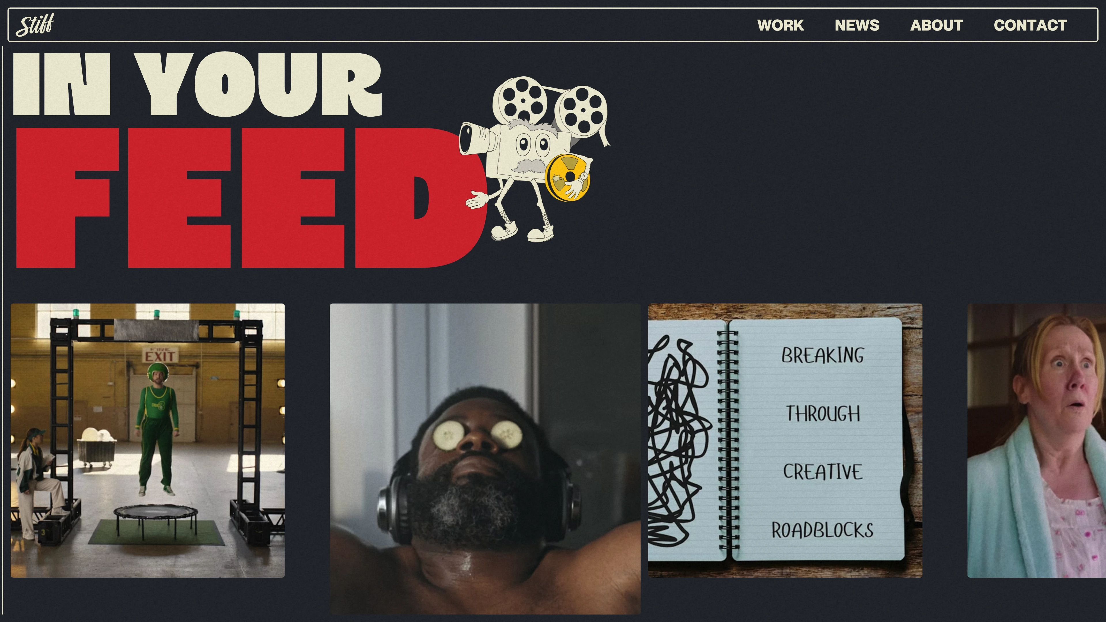 Full page screenshot of the Working Stiff Films website. From branded content to narrative films, Working Stiff Films crafts visually …